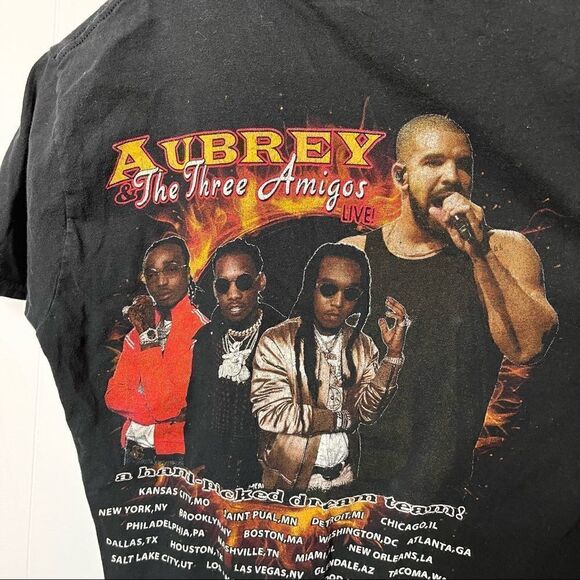 Drake Migos Mens 2018 Aubrey and the Three Amigos Rap Tee Tour T Shirt Sz Small - Picture 7 of 7